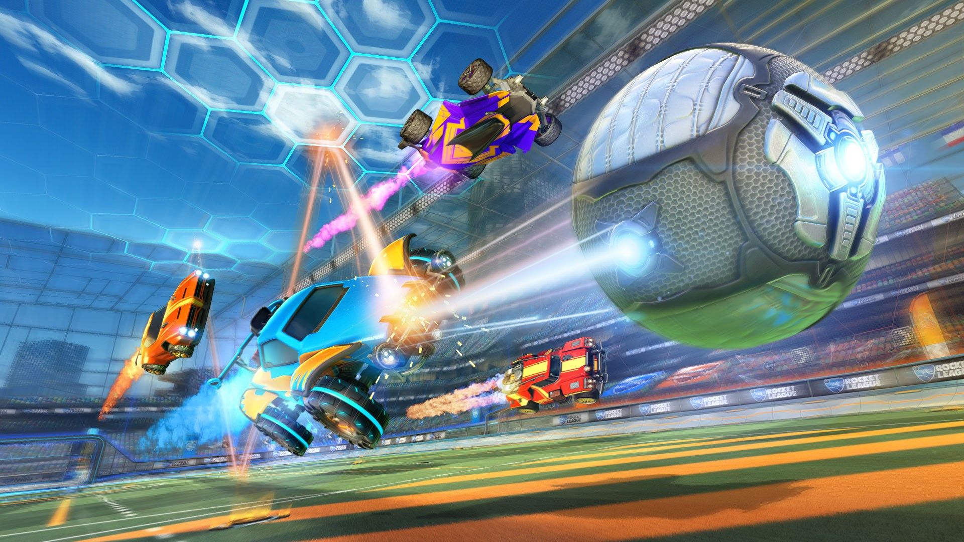 Image showing four cars playing Boomer Ball